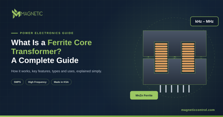 Ferrite core transformer with copper windings, illustrating a complete guide to ferrite core transformers – Magnetic